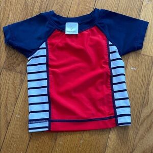 Hanna Andersson Red & Navy Stripe Kids Rashguard
